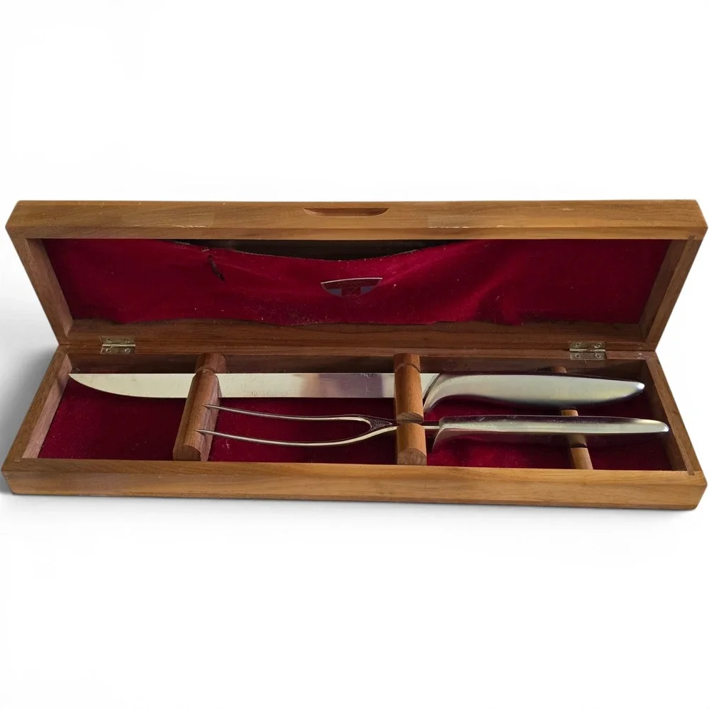 Gerber Legendary Blades Balmung Carving Knife Siegfried Fork Set Walnut Case